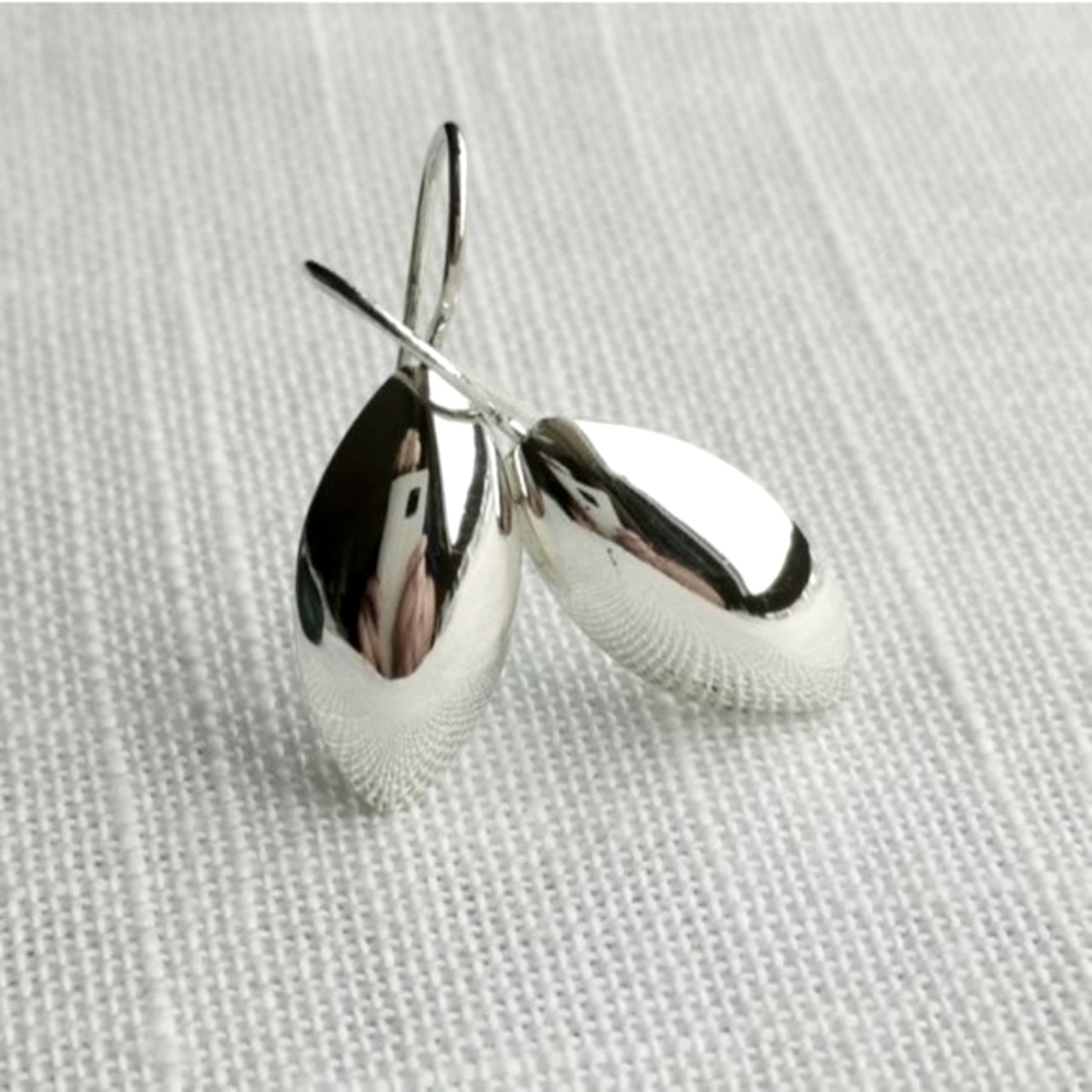 NEW Sterling silver abstract leaf drop earrings